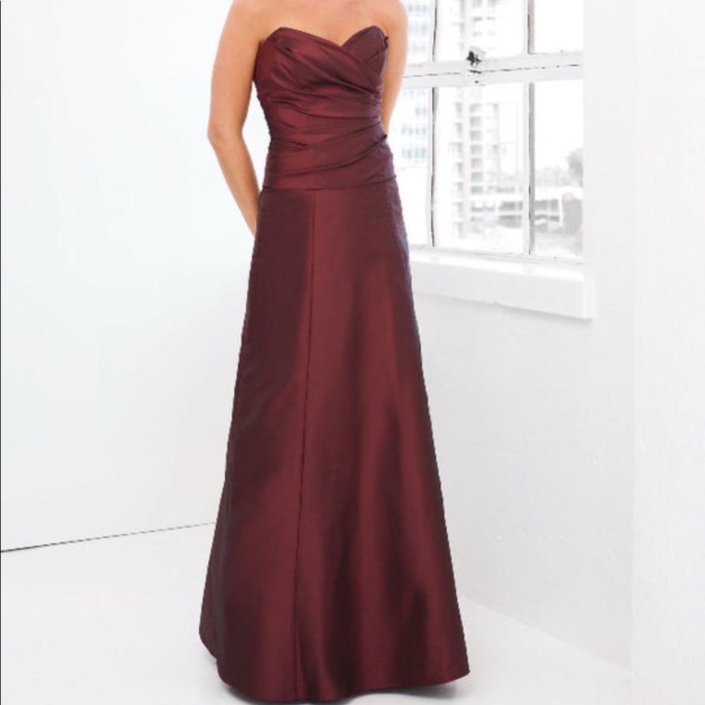 sweetheart neckline plum colored gown
